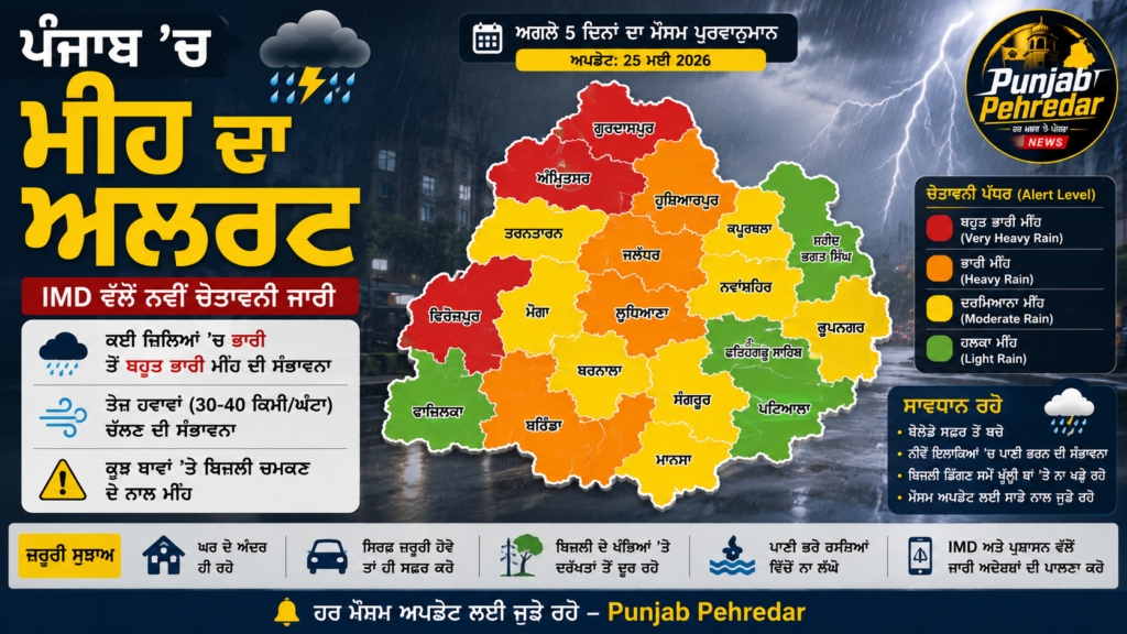IMD yellow alert map for Punjab districts