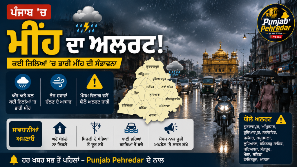 Punjab rain alert - heavy rainfall expected August 2026
