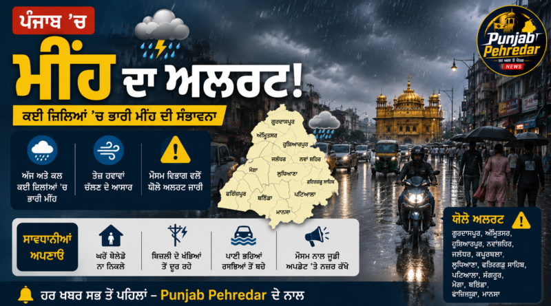 Punjab rain alert - heavy rainfall expected August 2026