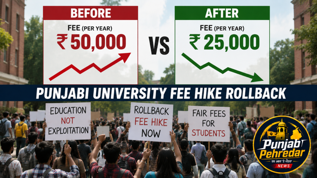 Punjabi University fee hike rollback protest 2026