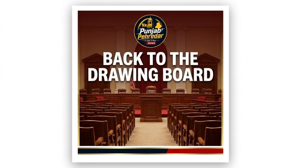Empty formal council meeting hall with podium