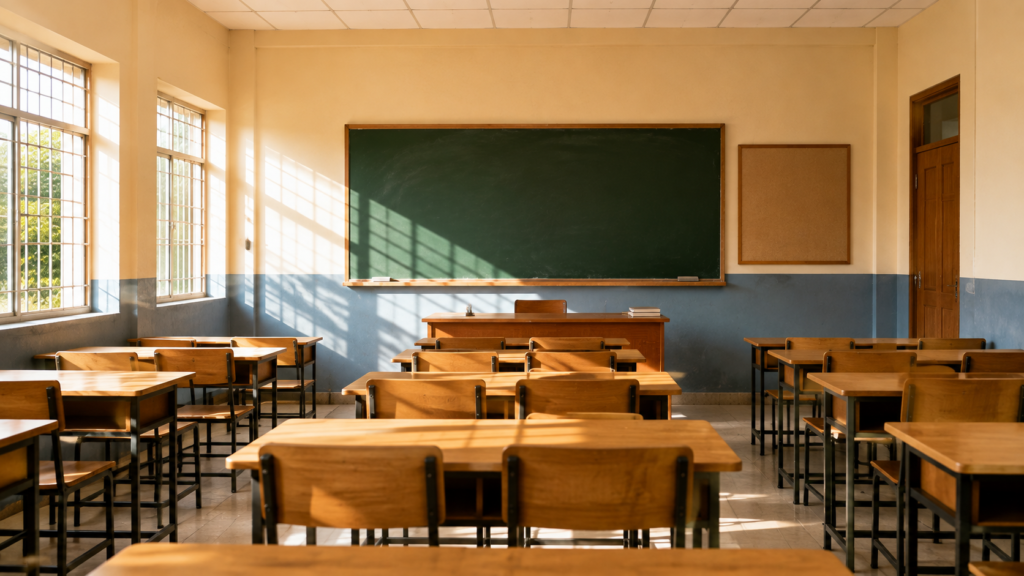 Empty classroom during Punjab school holiday